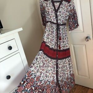 Boho button down maxi dress
